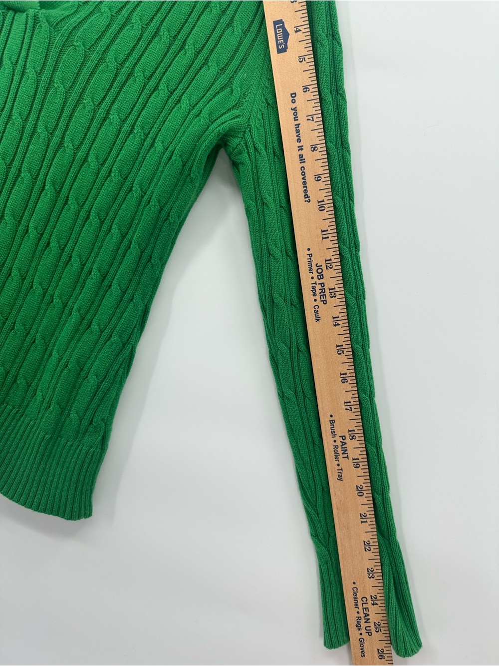 Liz Claiborne Kelly Green Cable Knit Sweater Women's Medium Split Neck 1167 - Picture 7 of 7